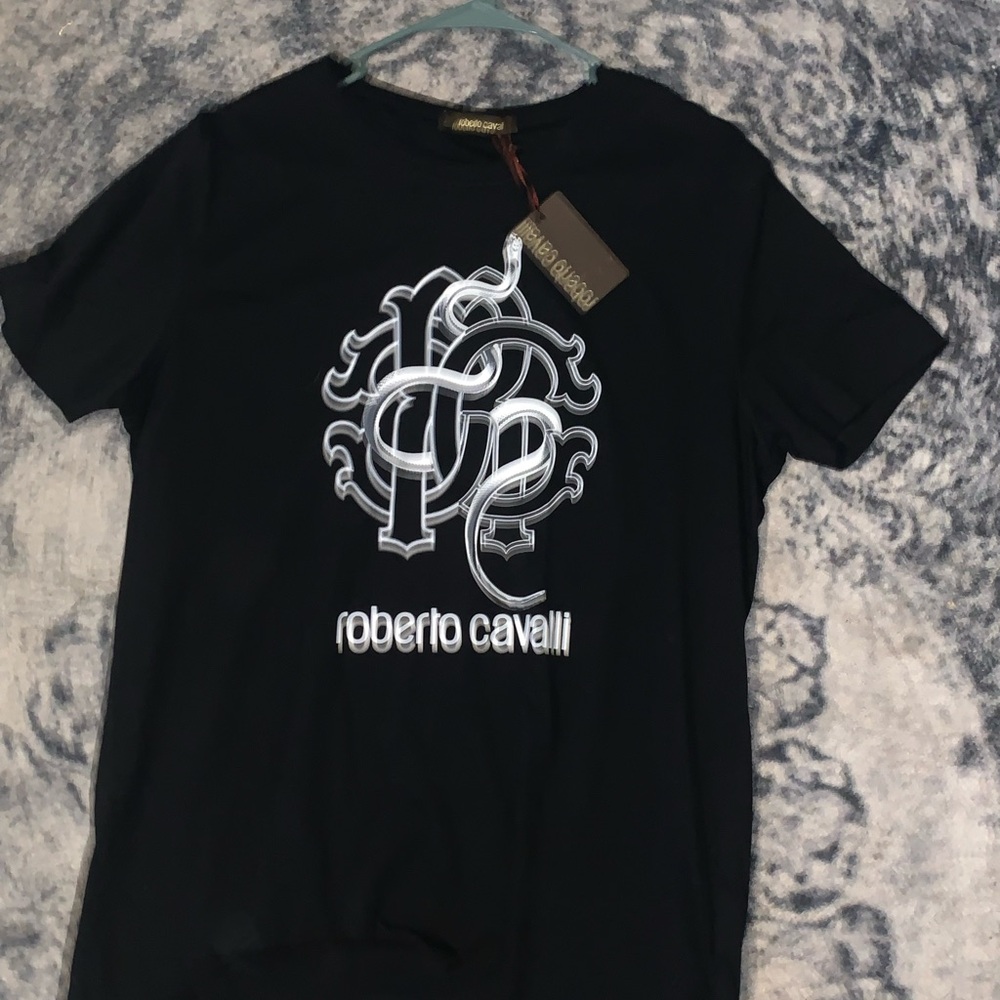 Roberto Cavalli Black Graphic T-Shirt